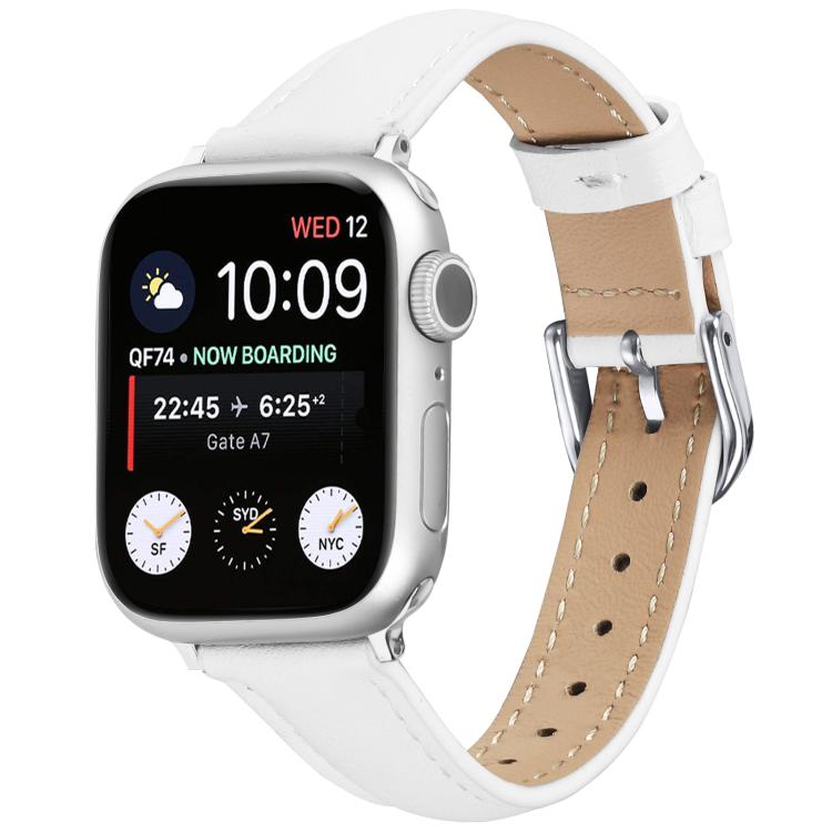 For Apple Watch 46mm / 49mm / 45mm / 44mm Small Waist PU Leather Watch Band(White) - Watch Bands by PMC TechLife | Online Shopping South Africa | PMC TechLife | Buy Now Pay Later Mobicred
