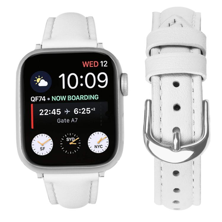 For Apple Watch 46mm / 49mm / 45mm / 44mm Small Waist PU Leather Watch Band(White) - Watch Bands by PMC TechLife | Online Shopping South Africa | PMC TechLife | Buy Now Pay Later Mobicred