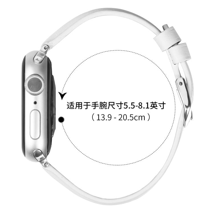 For Apple Watch 46mm / 49mm / 45mm / 44mm Small Waist PU Leather Watch Band(White) - Watch Bands by PMC TechLife | Online Shopping South Africa | PMC TechLife | Buy Now Pay Later Mobicred