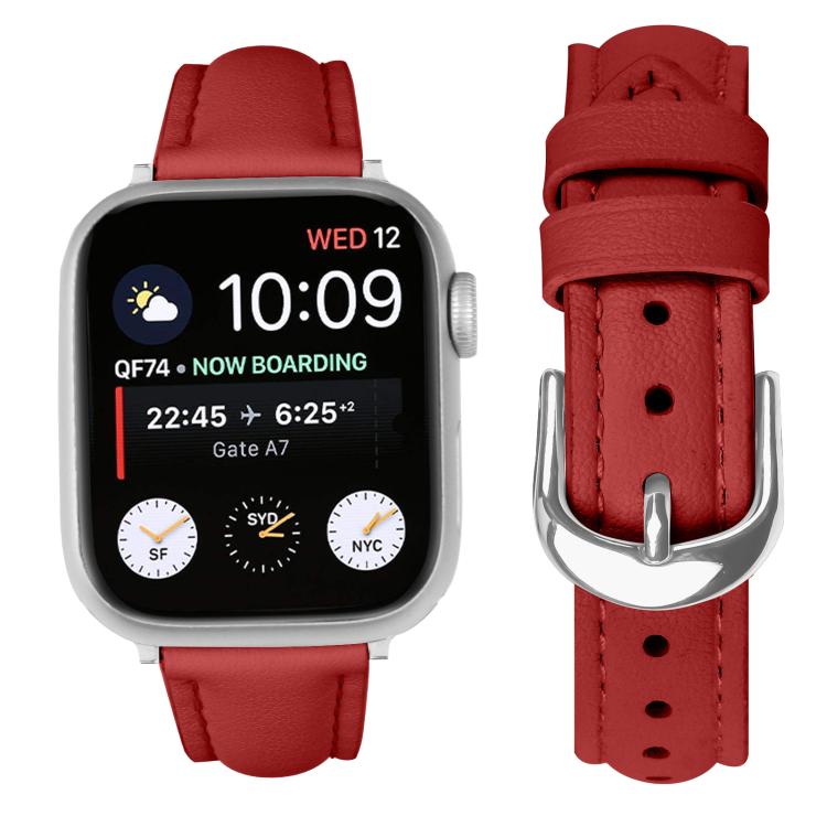 For Apple Watch 46mm / 49mm / 45mm / 44mm Small Waist PU Leather Watch Band(Red) - Watch Bands by PMC TechLife | Online Shopping South Africa | PMC TechLife | Buy Now Pay Later Mobicred