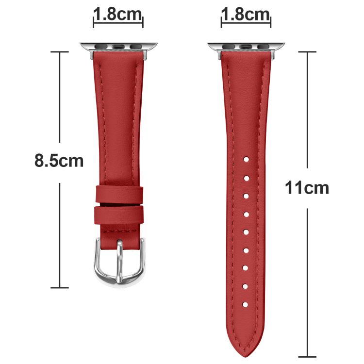 For Apple Watch 46mm / 49mm / 45mm / 44mm Small Waist PU Leather Watch Band(Red) - Watch Bands by PMC TechLife | Online Shopping South Africa | PMC TechLife | Buy Now Pay Later Mobicred