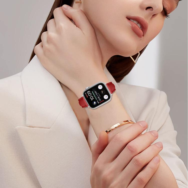 For Apple Watch 46mm / 49mm / 45mm / 44mm Small Waist PU Leather Watch Band(Red) - Watch Bands by PMC TechLife | Online Shopping South Africa | PMC TechLife | Buy Now Pay Later Mobicred