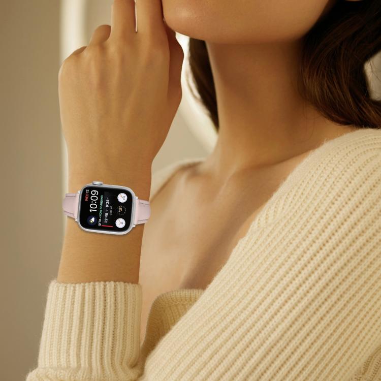 For Apple Watch 46mm / 49mm / 45mm / 44mm Small Waist PU Leather Watch Band(Sandpaper pink) - Watch Bands by PMC TechLife | Online Shopping South Africa | PMC TechLife | Buy Now Pay Later Mobicred