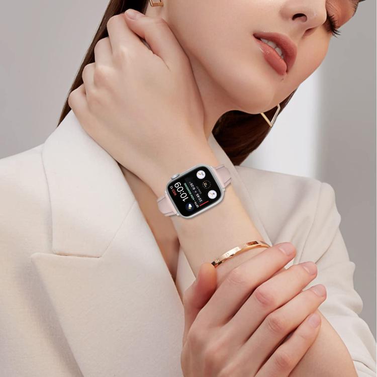 For Apple Watch 46mm / 49mm / 45mm / 44mm Small Waist PU Leather Watch Band(Sandpaper pink) - Watch Bands by PMC TechLife | Online Shopping South Africa | PMC TechLife | Buy Now Pay Later Mobicred