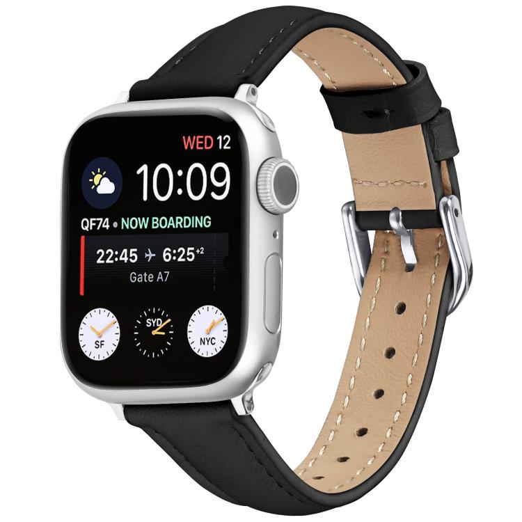 For Apple Watch 46mm / 49mm / 45mm / 44mm Small Waist PU Leather Watch Band(Black) - Watch Bands by PMC TechLife | Online Shopping South Africa | PMC TechLife | Buy Now Pay Later Mobicred