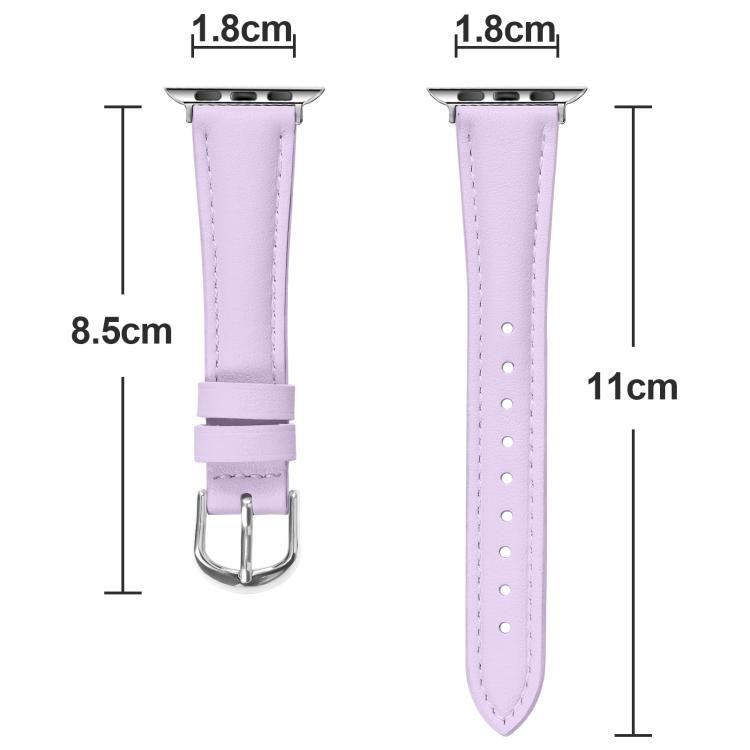For Apple Watch 46mm / 49mm / 45mm / 44mm Small Waist PU Leather Watch Band(Light Purple) - Watch Bands by PMC TechLife | Online Shopping South Africa | PMC TechLife | Buy Now Pay Later Mobicred