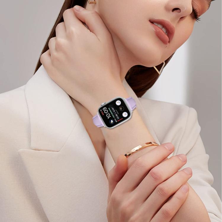 For Apple Watch 46mm / 49mm / 45mm / 44mm Small Waist PU Leather Watch Band(Light Purple) - Watch Bands by PMC TechLife | Online Shopping South Africa | PMC TechLife | Buy Now Pay Later Mobicred