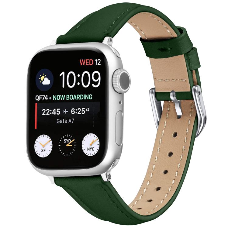 For Apple Watch 46mm / 49mm / 45mm / 44mm Small Waist PU Leather Watch Band(Pine Green) - Watch Bands by PMC TechLife | Online Shopping South Africa | PMC TechLife | Buy Now Pay Later Mobicred