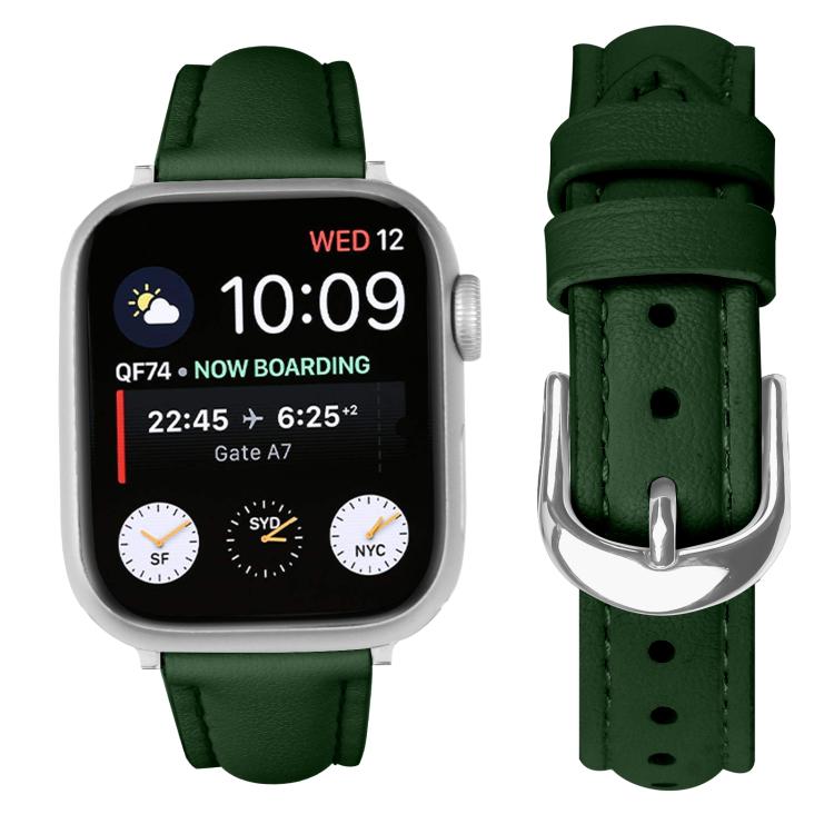 For Apple Watch 46mm / 49mm / 45mm / 44mm Small Waist PU Leather Watch Band(Pine Green) - Watch Bands by PMC TechLife | Online Shopping South Africa | PMC TechLife | Buy Now Pay Later Mobicred
