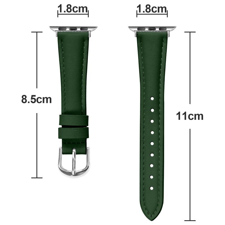 For Apple Watch 46mm / 49mm / 45mm / 44mm Small Waist PU Leather Watch Band(Pine Green) - Watch Bands by PMC TechLife | Online Shopping South Africa | PMC TechLife | Buy Now Pay Later Mobicred