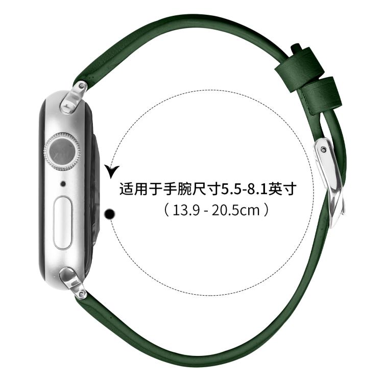 For Apple Watch 46mm / 49mm / 45mm / 44mm Small Waist PU Leather Watch Band(Pine Green) - Watch Bands by PMC TechLife | Online Shopping South Africa | PMC TechLife | Buy Now Pay Later Mobicred