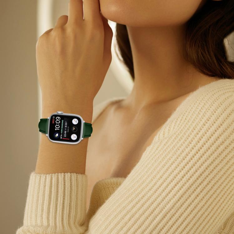 For Apple Watch 46mm / 49mm / 45mm / 44mm Small Waist PU Leather Watch Band(Pine Green) - Watch Bands by PMC TechLife | Online Shopping South Africa | PMC TechLife | Buy Now Pay Later Mobicred