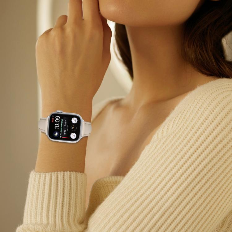 For Apple Watch 46mm / 49mm / 45mm / 44mm Small Waist PU Leather Watch Band(Almond) - Watch Bands by PMC TechLife | Online Shopping South Africa | PMC TechLife | Buy Now Pay Later Mobicred