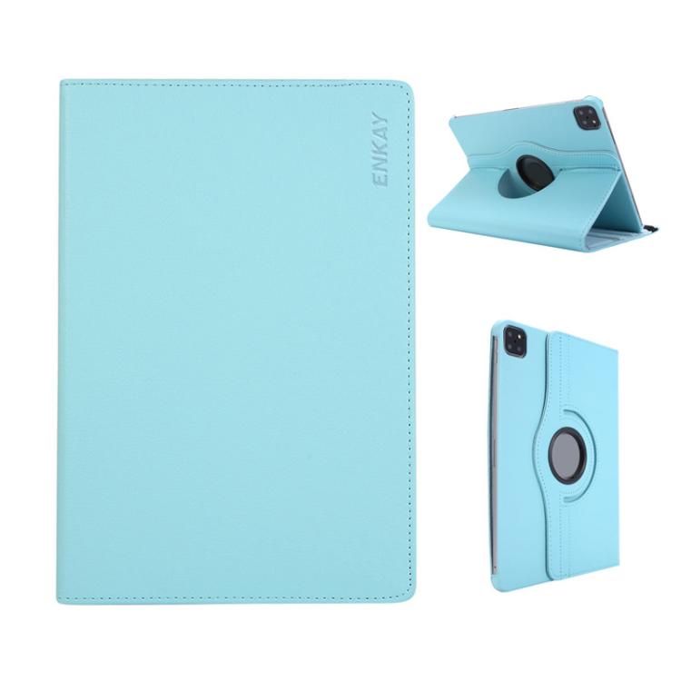 For iPad Air 11 2025 / 2024 / Air 10.9 2022 ENKAY 360 Degree Rotation Litchi Leather Smart Tablet Case(Light Blue) - free shipping - PMc TechLife - Order now!