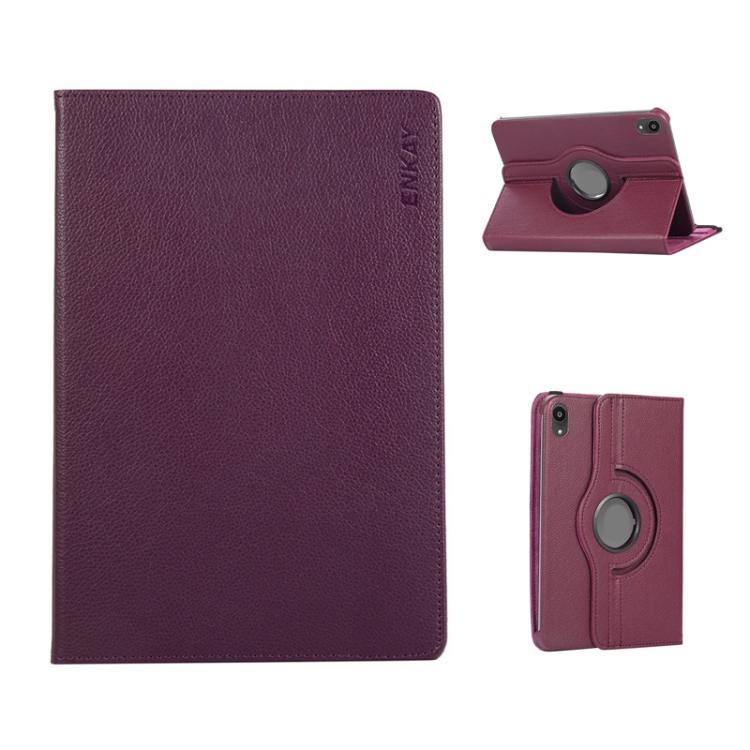 For iPad mini 2024 / mini 6 ENKAY 360 Degree Rotation Litchi Leather Smart Tablet Case(Dark Purple) - free shipping - PMc TechLife - Order now!