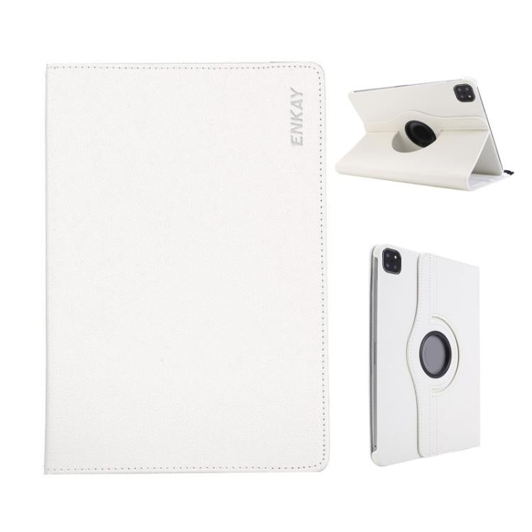 For iPad Pro 13 2024 ENKAY 360 Degree Rotation Litchi Leather Smart Tablet Case(White) - free shipping - PMc TechLife - Order now!