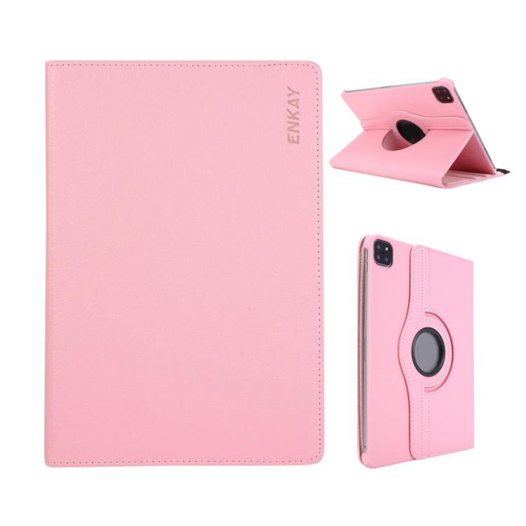 For iPad Pro 11 2024 ENKAY 360 Degree Rotation Litchi Leather Smart Tablet Case(Pink) - free shipping - PMc TechLife - Order now!