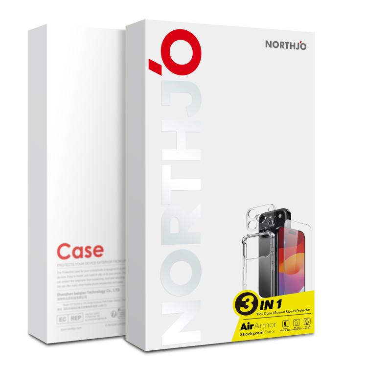 For iPhone 17 Air NORTHJO 3 in 1 TPU Airbag Shockproof Phone Case with Screen Protector Lens Film(Clear) - iPhone 17 Air Cases by NORTHJO | Online Shopping South Africa | PMC TechLife | Buy Now Pay Later Mobicred