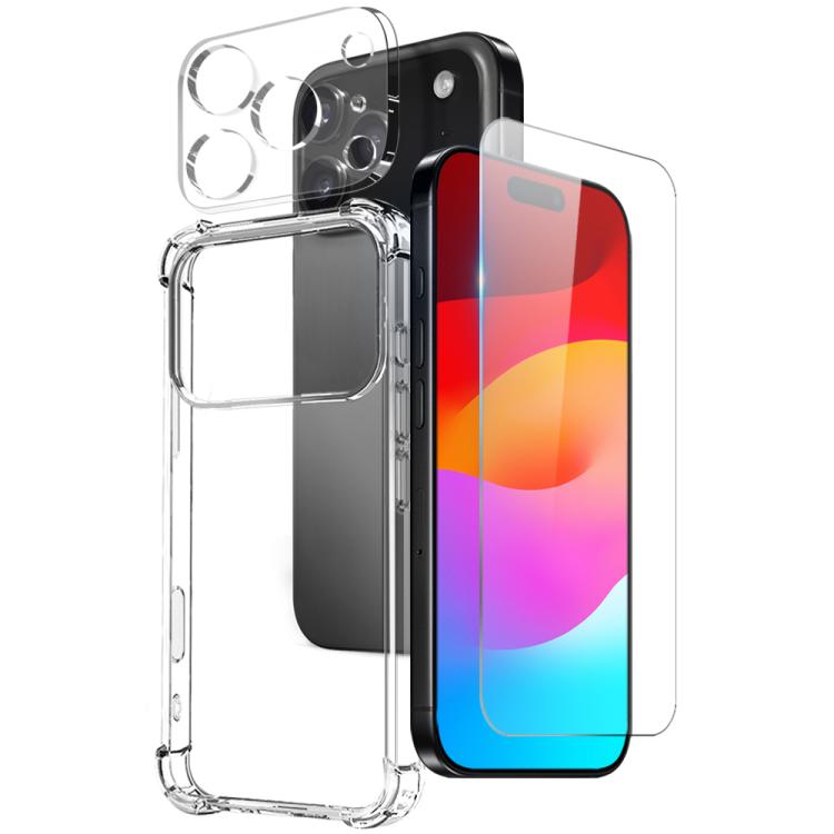 For iPhone 17 Pro NORTHJO 3 in 1 TPU Airbag Shockproof Phone Case with Screen Protector Lens Film(Clear) - iPhone 17 Pro Cases by NORTHJO | Online Shopping South Africa | PMC TechLife | Buy Now Pay Later Mobicred