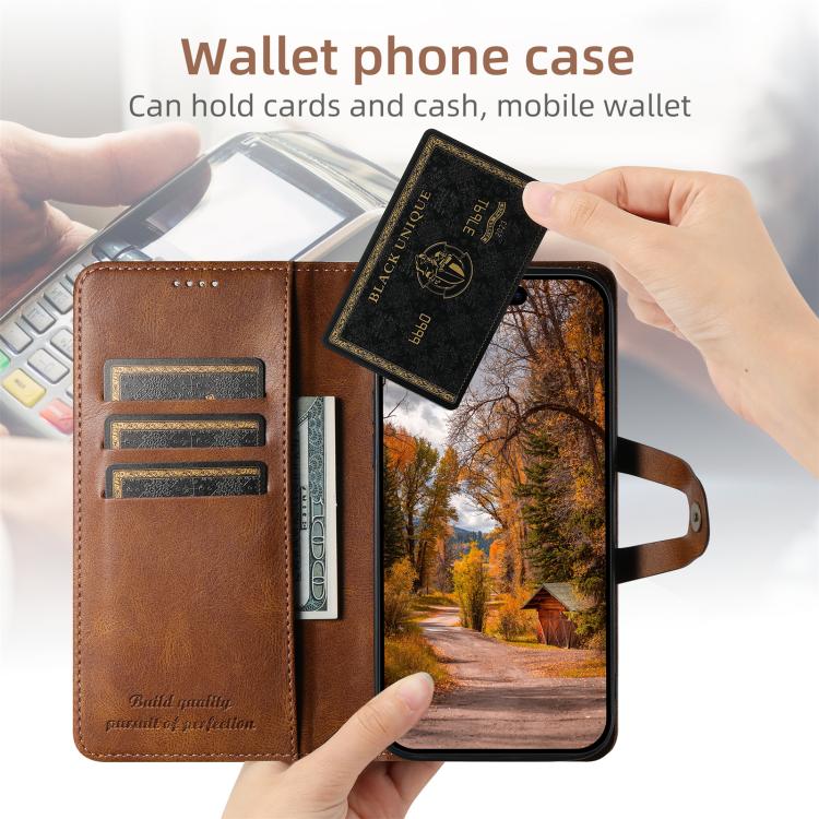 For iPhone 16e Suteni Q-03 Oil Wax Magnetic Clasp Leather Phone Case(Brown) - free shipping - PMc TechLife - Order now!