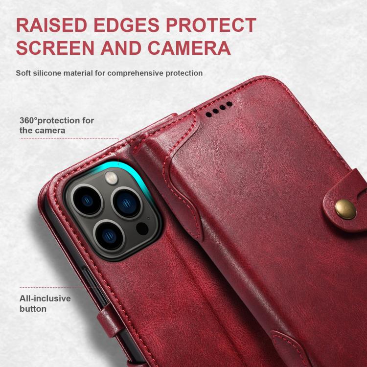 For iPhone 16e Suteni Q-03 Oil Wax Magnetic Clasp Leather Phone Case(Red) - free shipping - PMc TechLife - Order now!