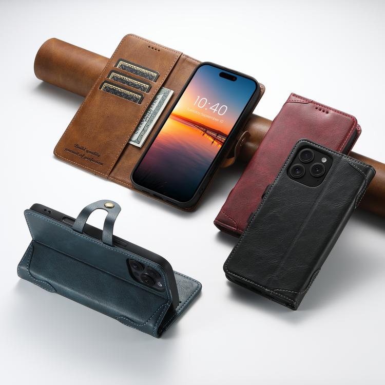 For iPhone 16e Suteni Q-03 Oil Wax Magnetic Clasp Leather Phone Case(Blue) - free shipping - PMc TechLife - Order now!