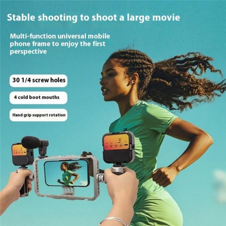 C072 Aluminum Alloy Handheld Smartphone Cage Rig Photography Stabilizer Dual Handle Frame - free shipping - PMC TechLife - Order now!