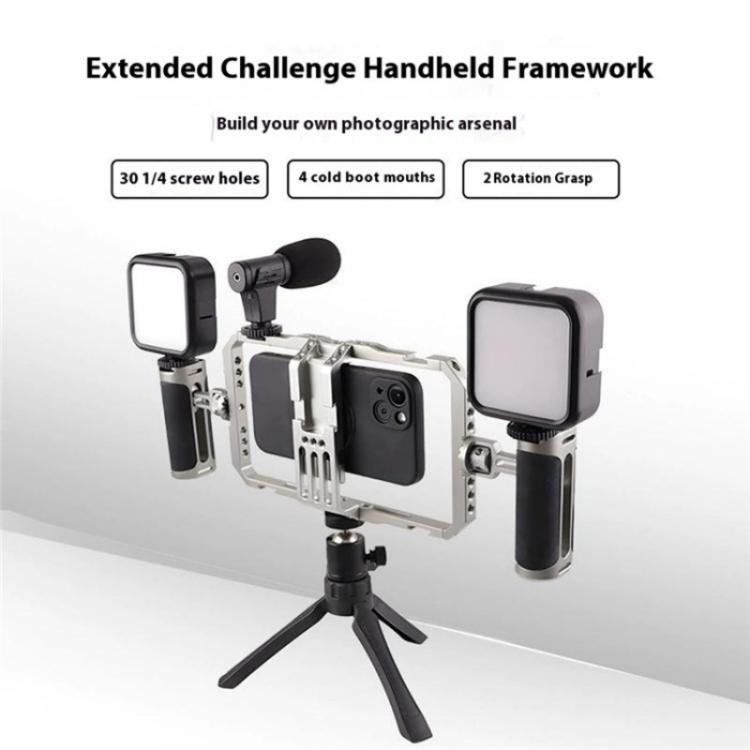 C072 Aluminum Alloy Handheld Smartphone Cage Rig Photography Stabilizer Dual Handle Frame - free shipping - PMC TechLife - Order now!
