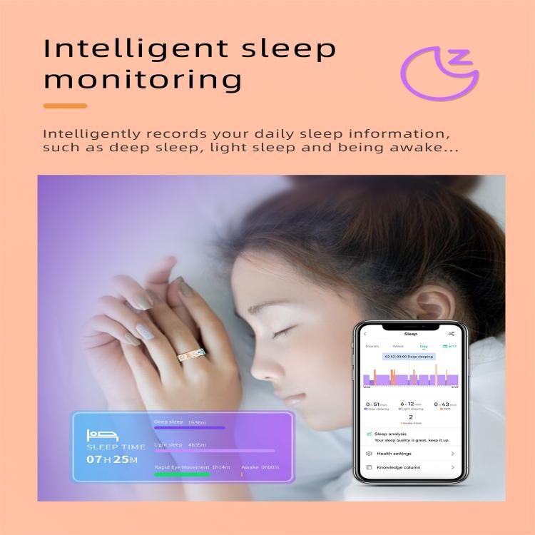 R18 SIZE 7 Smart Ring, Support Heart Rate / Blood Oxygen / Sleep / Care For Faimilies(Rose Gold) - free shipping - PMC TechLife - Order now!