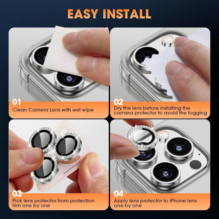 For iPhone 17 Pro Max Kalebol Individual Camera Lens Diamond Ring Protector(Black) - iPhone 17 Pro Max Tempered Glass by Kalebol | Online Shopping South Africa | PMC TechLife | Buy Now Pay Later Mobicred