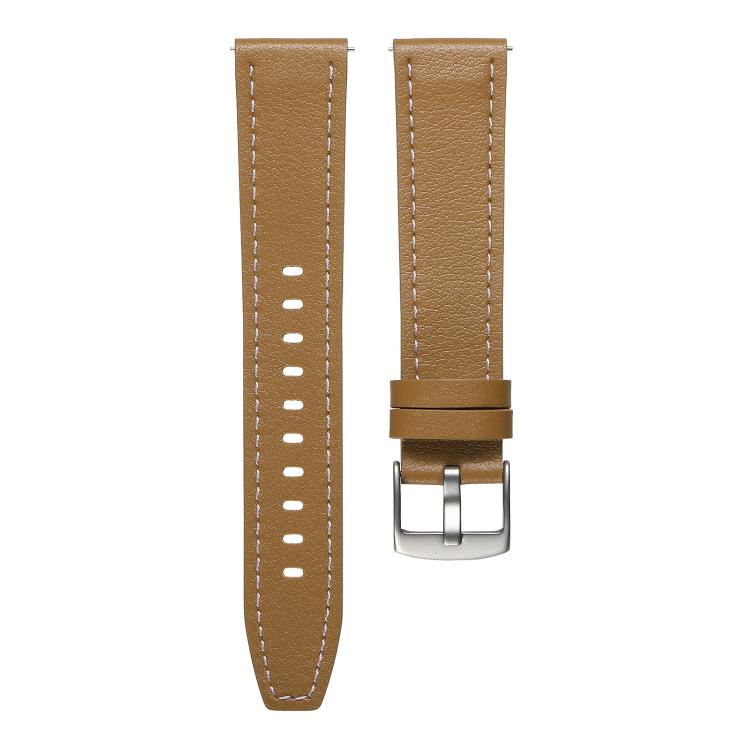 18mm Push Button Silver Steel Buckle Genuine Leather Watch Band(Yellow Brown) - free shipping - PMC TechLife - Order now!