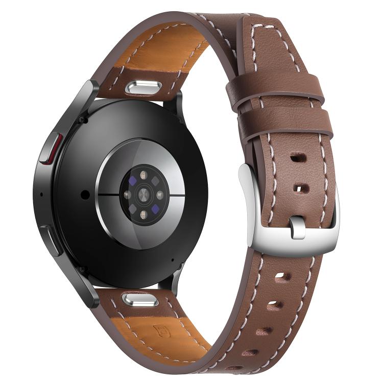 18mm Push Button Silver Steel Buckle Genuine Leather Watch Band(Brown) - free shipping - PMC TechLife - Order now!