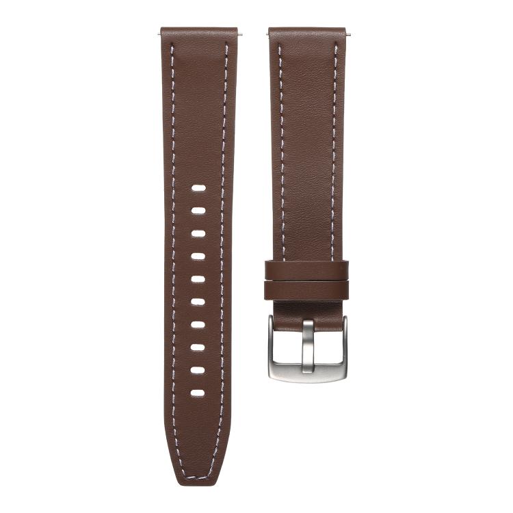 18mm Push Button Silver Steel Buckle Genuine Leather Watch Band(Brown) - free shipping - PMC TechLife - Order now!