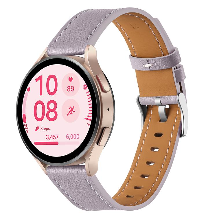 20mm Push Button Silver Steel Buckle Genuine Leather Watch Band(Purple) - free shipping - PMC TechLife - Order now!