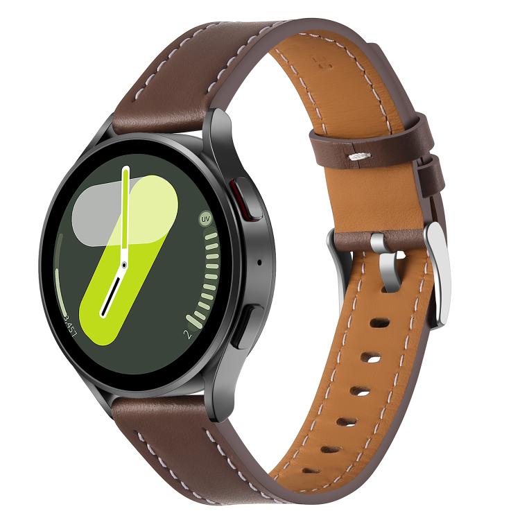 22mm Push Button Silver Steel Buckle Genuine Leather Watch Band(Brown) - free shipping - PMC TechLife - Order now!