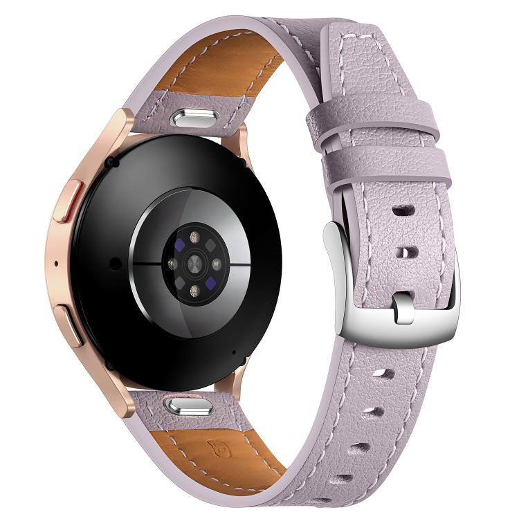 22mm Push Button Silver Steel Buckle Genuine Leather Watch Band(Purple) - free shipping - PMC TechLife - Order now!