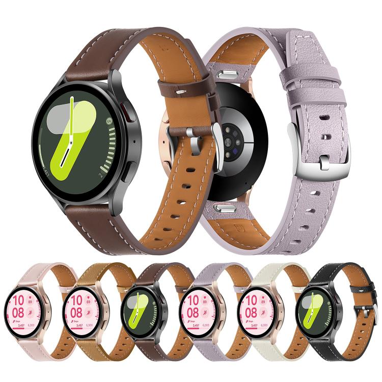 20mm Push Button Silver Steel Buckle Genuine Leather Watch Band(Brown) - free shipping - PMC TechLife - Order now!