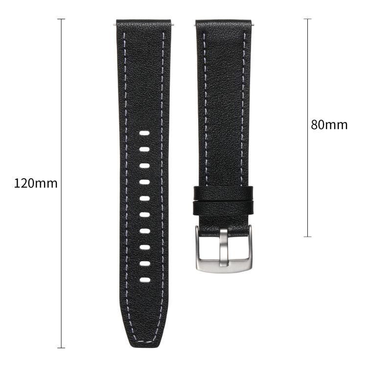 22mm Push Button Silver Steel Buckle Genuine Leather Watch Band(Beige) - free shipping - PMC TechLife - Order now!