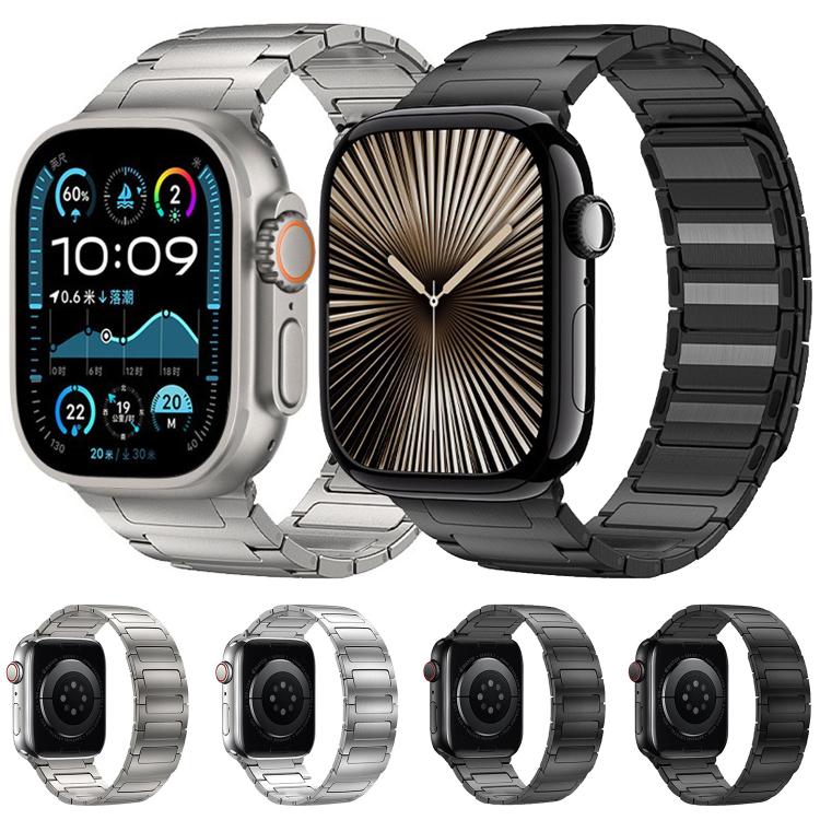 For Apple Watch 46mm / 49mm / 45mm / 44mm I-Beam Magnetic Stainless Steel Strap(Black) - free shipping - PMC TechLife - Order now!