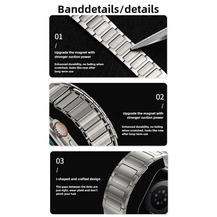 For Apple Watch 42mm / 41mm / 40mm / 38mm I-Beam Magnetic Stainless Steel Strap(Silver) - free shipping - PMC TechLife - Order now!