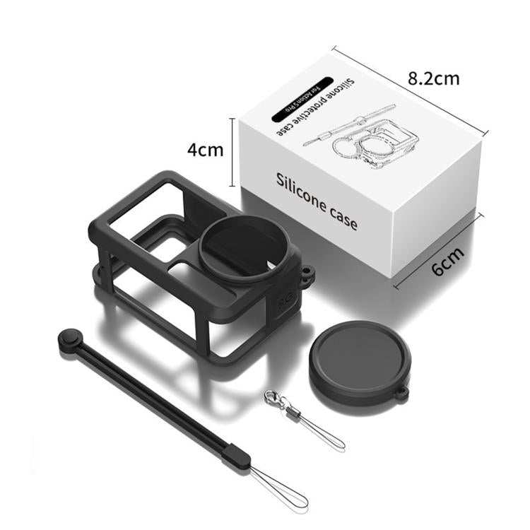 For DJI Action 5 Pro / 4 / 3 Soft Silicone Shockproof Protective Case Cover with Lens Cap(Black) - free shipping - PMC TechLife - Order now!