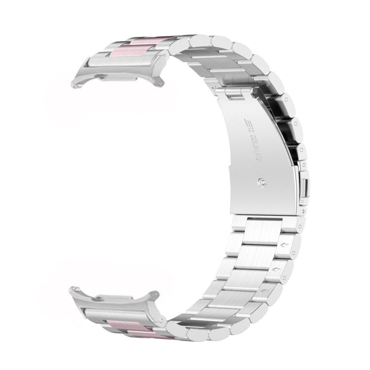 For Samsung Galaxy Watch8 / Watch8 Classic Three Beads Stainless Steel Watch Band with Removal Tool(Silver Pink) - free shipping - PMC TechLife - Order now!