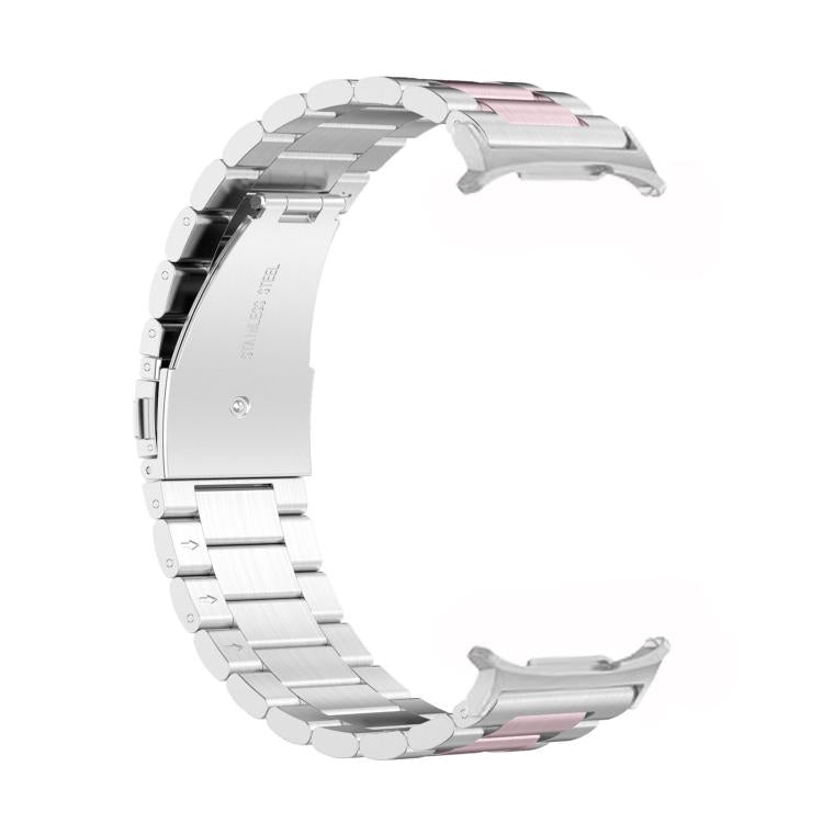 For Samsung Galaxy Watch8 / Watch8 Classic Three Beads Stainless Steel Watch Band with Removal Tool(Silver Pink) - free shipping - PMC TechLife - Order now!