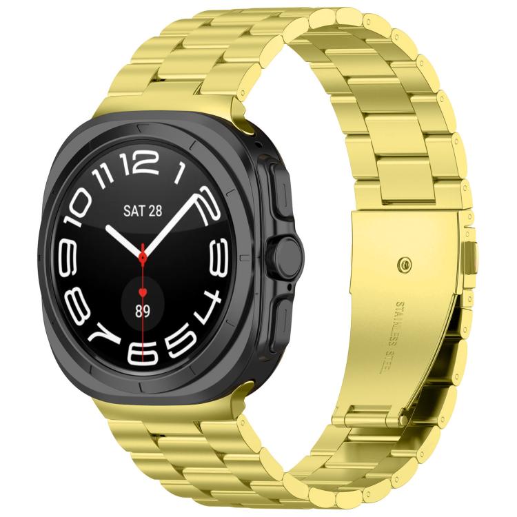 For Samsung Galaxy Watch 8 40 / 44mm Three Beads Stainless Steel Watch Band with Removal Tool(Gold) - free shipping - PMC TechLife - Order now!