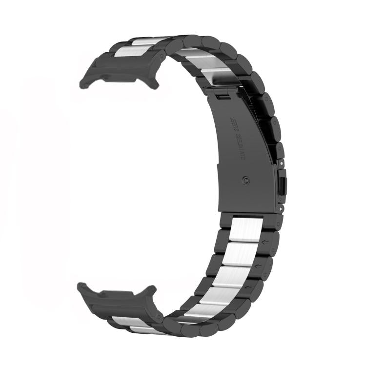 For Samsung Galaxy Watch 8 40 / 44mm Three Beads Stainless Steel Watch Band with Removal Tool(Black Silver) - free shipping - PMC TechLife - Order now!