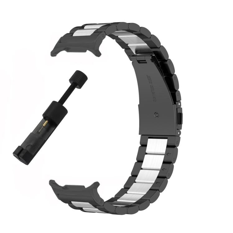 For Samsung Galaxy Watch 8 40 / 44mm Three Beads Stainless Steel Watch Band with Removal Tool(Black Silver) - free shipping - PMC TechLife - Order now!