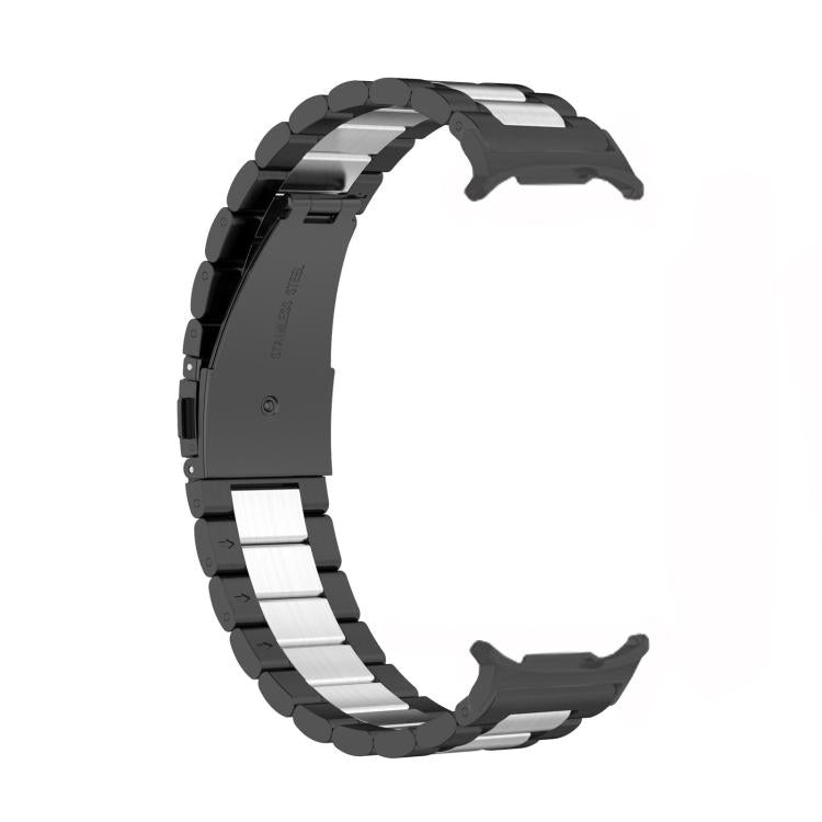 For Samsung Galaxy Watch 8 40 / 44mm Three Beads Stainless Steel Watch Band with Removal Tool(Black Silver) - free shipping - PMC TechLife - Order now!