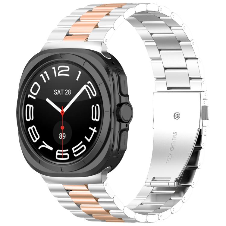 For Samsung Galaxy Watch8 / Watch8 Classic Three Beads Stainless Steel Watch Band with Removal Tool(Silver Rose) - free shipping - PMC TechLife - Order now!