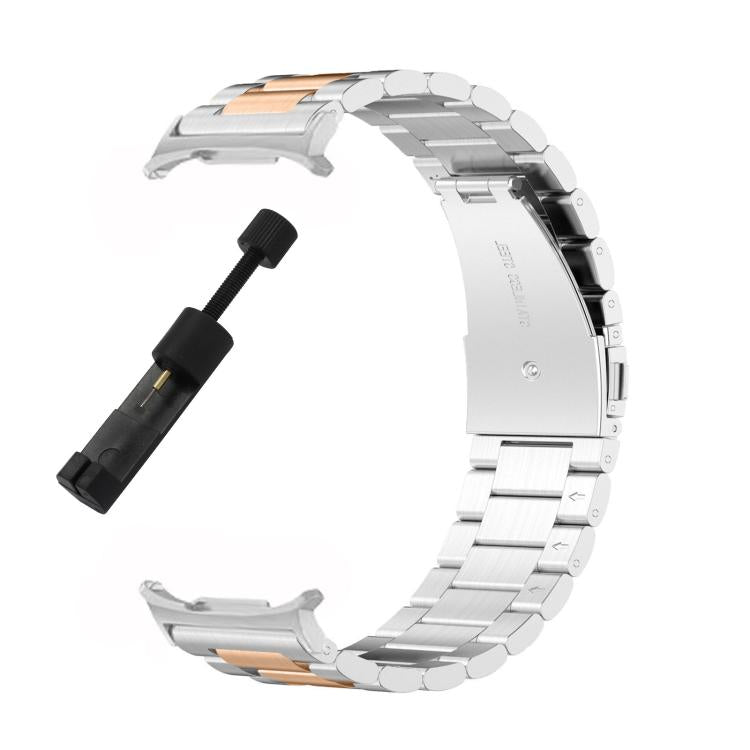For Samsung Galaxy Watch8 / Watch8 Classic Three Beads Stainless Steel Watch Band with Removal Tool(Silver Rose) - free shipping - PMC TechLife - Order now!