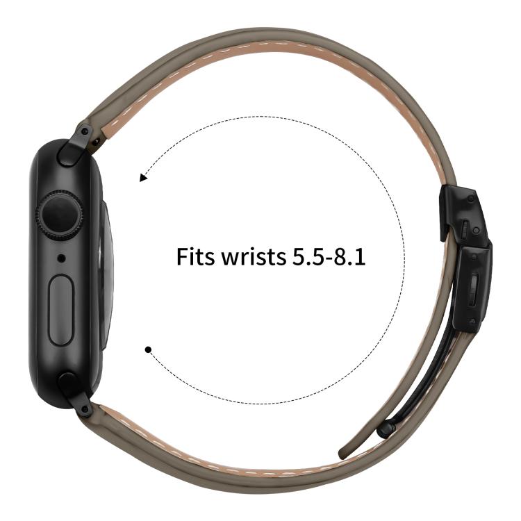 For Apple Watch 42mm / 41mm / 40mm / 38mm Lychee Texture Black Turtle Back Buckle Leather Watch Band(Gray) - Watch Bands by PMC TechLife | Online Shopping South Africa | PMC TechLife | Buy Now Pay Later Mobicred